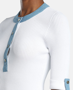 Biały top z jeansowymi wstawkami Colli - Image #4