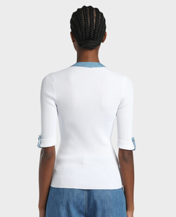 Biały top z jeansowymi wstawkami Colli - Image #1