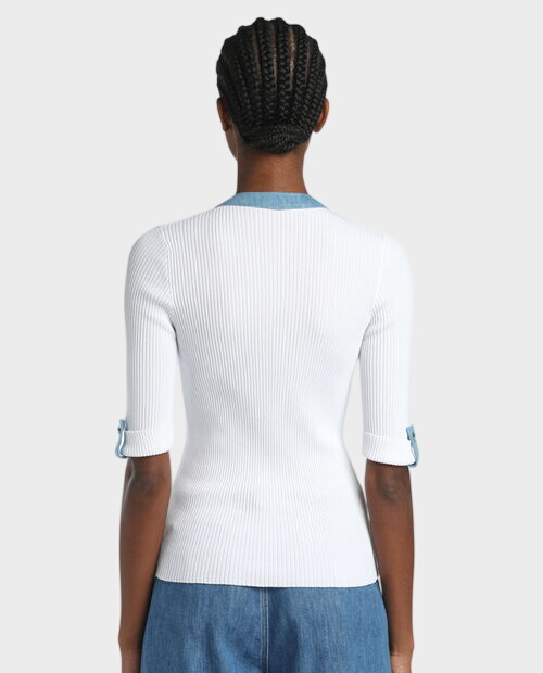 Biały top z jeansowymi wstawkami Colli