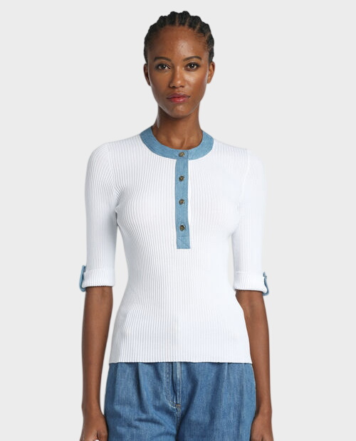 Biały top z jeansowymi wstawkami Colli - Image #0