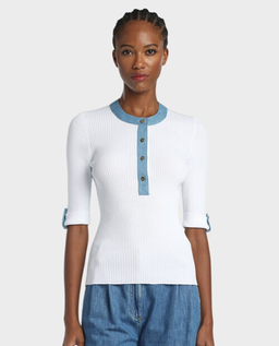 Biały top z jeansowymi wstawkami Colli - Image #0