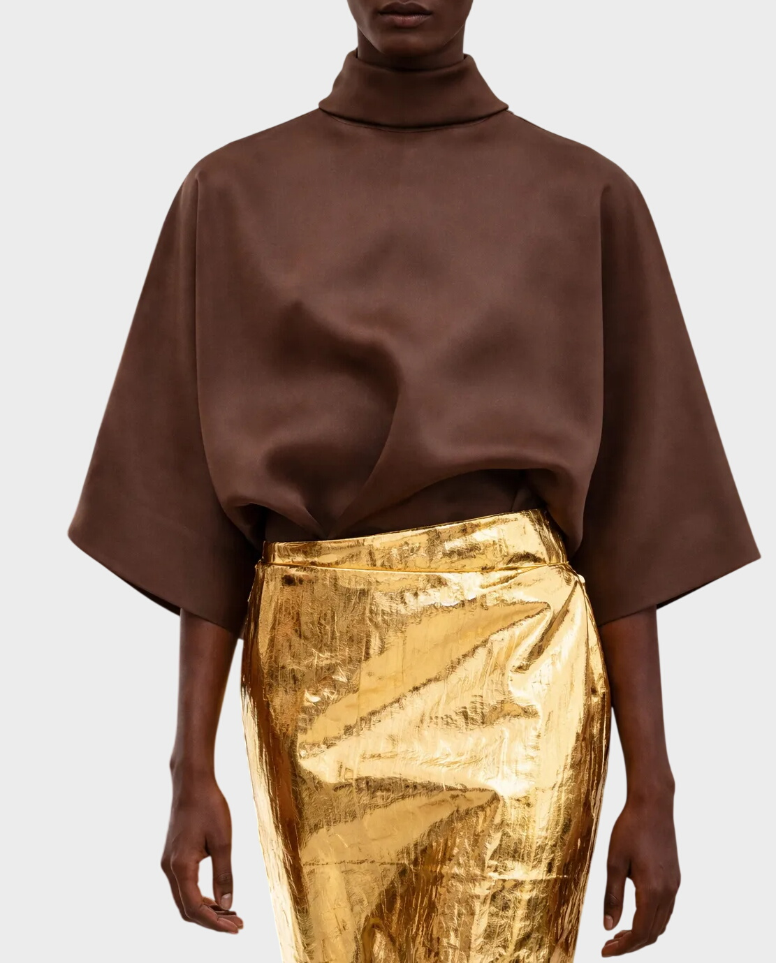 Brązowy top z jedwabiu - Image #0