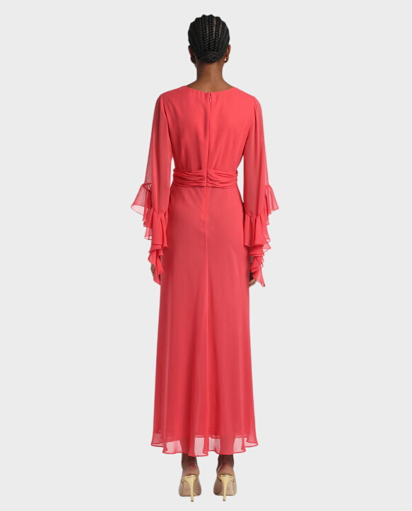 Koralowa sukienka Plinia