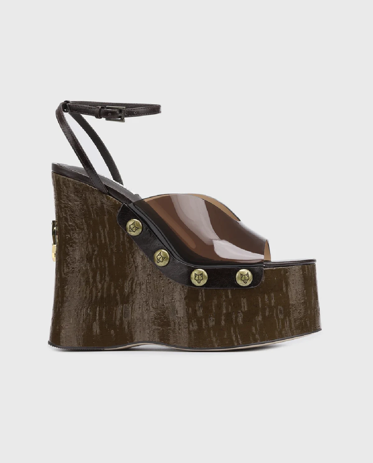 Sandały na koturnie Tiger Lilly Brown TPU