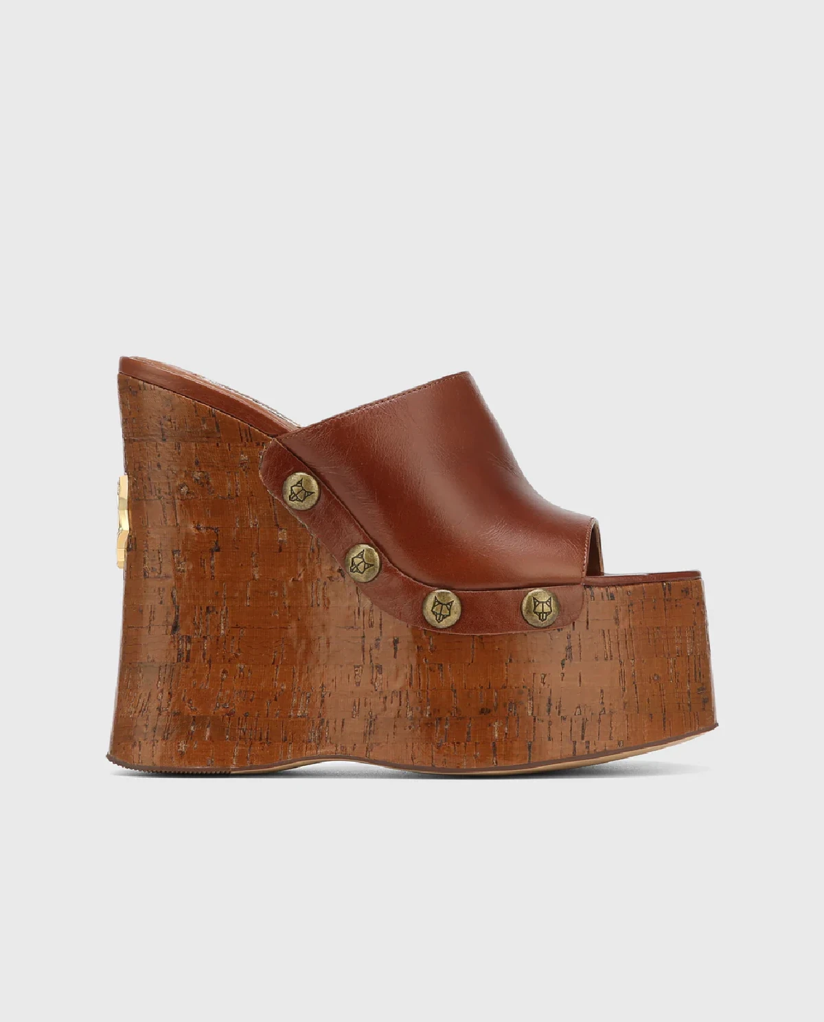 Skórzane chodaki na platformie Tulip Tan - Image #0