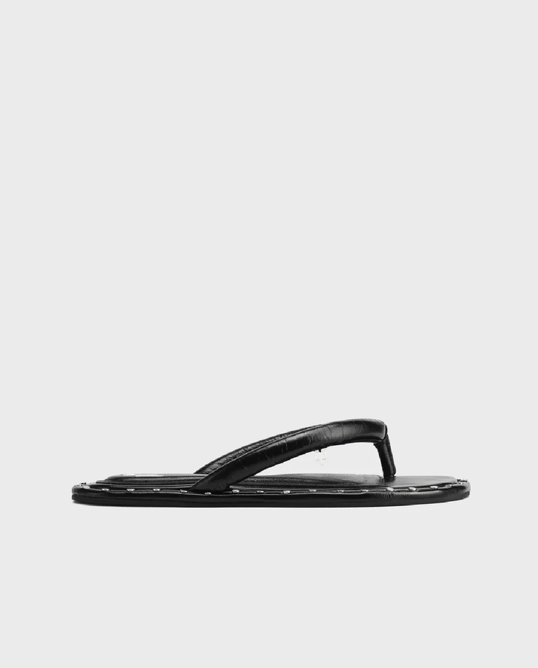 Czarne skórzane japonki z ćwiekami Grenada