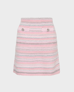 Różowa teksturowana spódniczka mini - Image #6