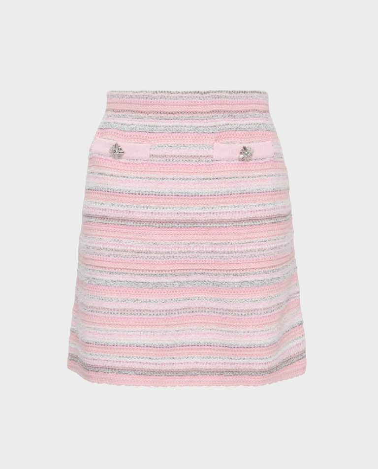 Różowa teksturowana spódniczka mini - Image #6