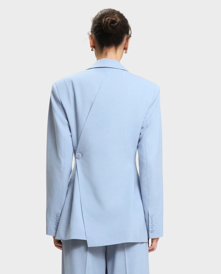 Błękitna marynarka z mieszanki wełny