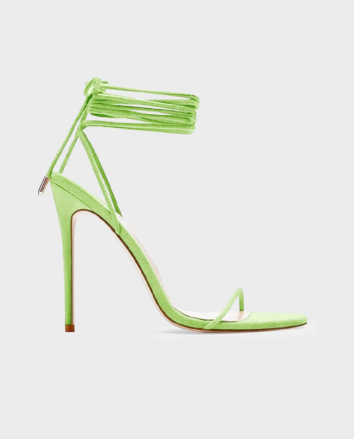 Limonkowe sandały na szpice Barely - Image #0