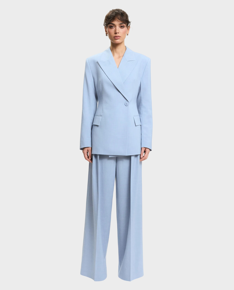 Błękitne spodnie z mieszanki wełny