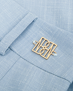 Błękitne spodnie z mieszanki wełny - Image #4