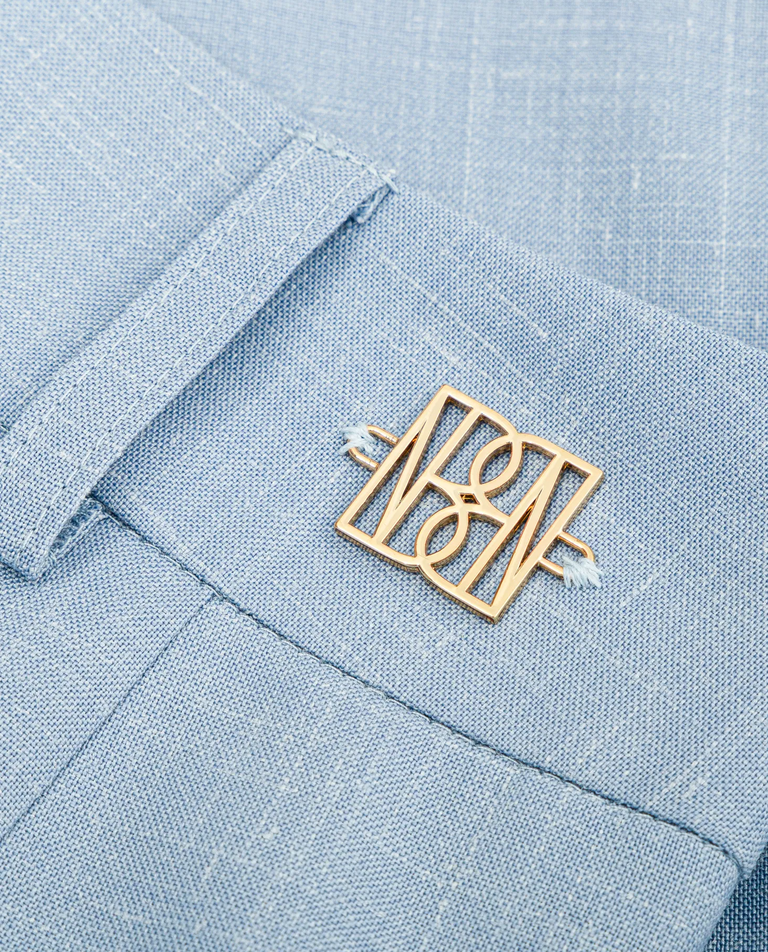 Błękitne spodnie z mieszanki wełny - Image #4