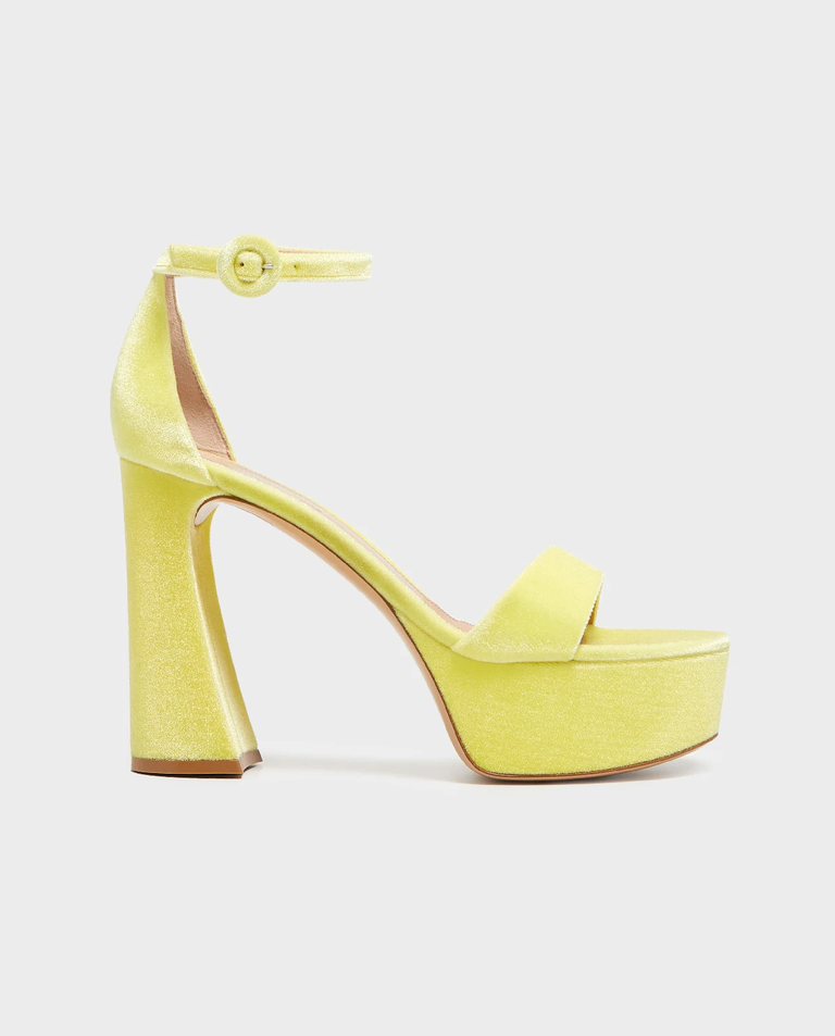 Żółte aksamitne sandały na platformie Holly