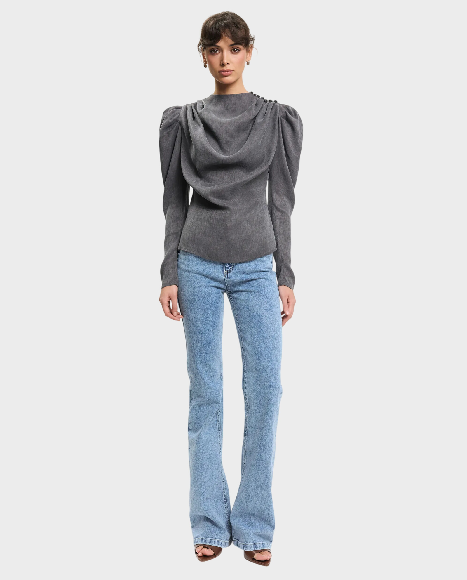 Szara bluzka z bufkami - Image #2