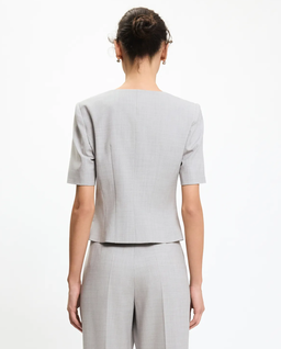 Jasnoszara marynarka z krótkim rękawem - Image #3