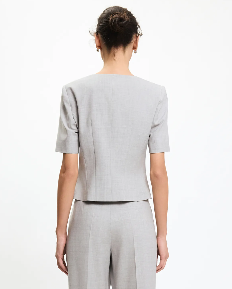 Jasnoszara marynarka z krótkim rękawem - Image #3