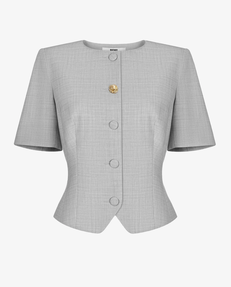 Jasnoszara marynarka z krótkim rękawem