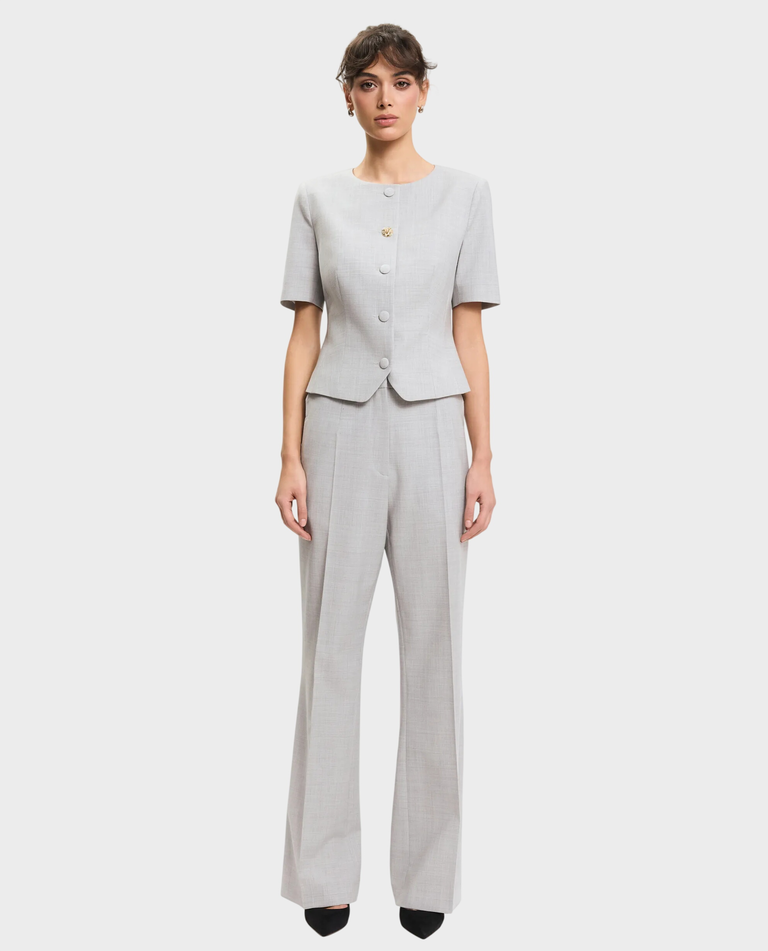 Jasnoszara marynarka z krótkim rękawem - Image #2