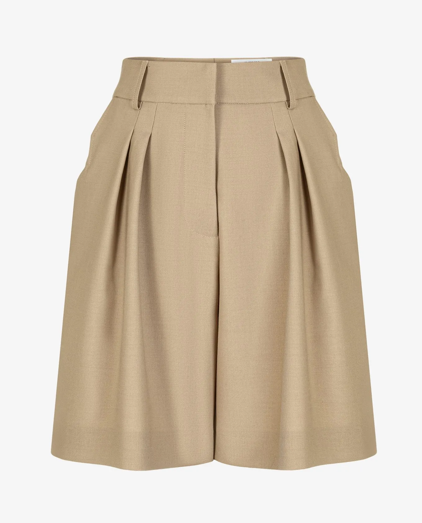 Jasnokarmelowe bermudy z wysokim stanem - Image #3