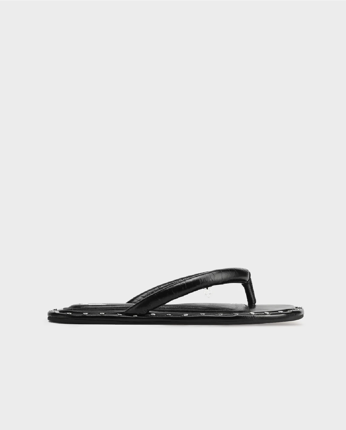 Czarne skórzane japonki z ćwiekami Grenada - Image #0