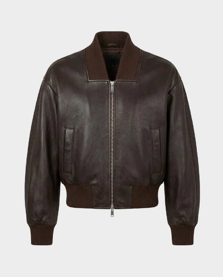 Brązowa skórzana kurtka - Image #5