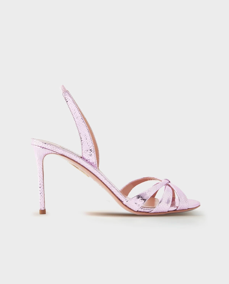 Metaliczne sandały na szpilce Tati 85