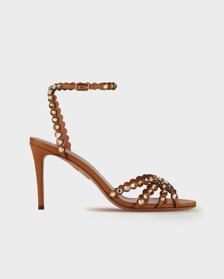 Sandały na szpilce z kryształkami Tequila 85