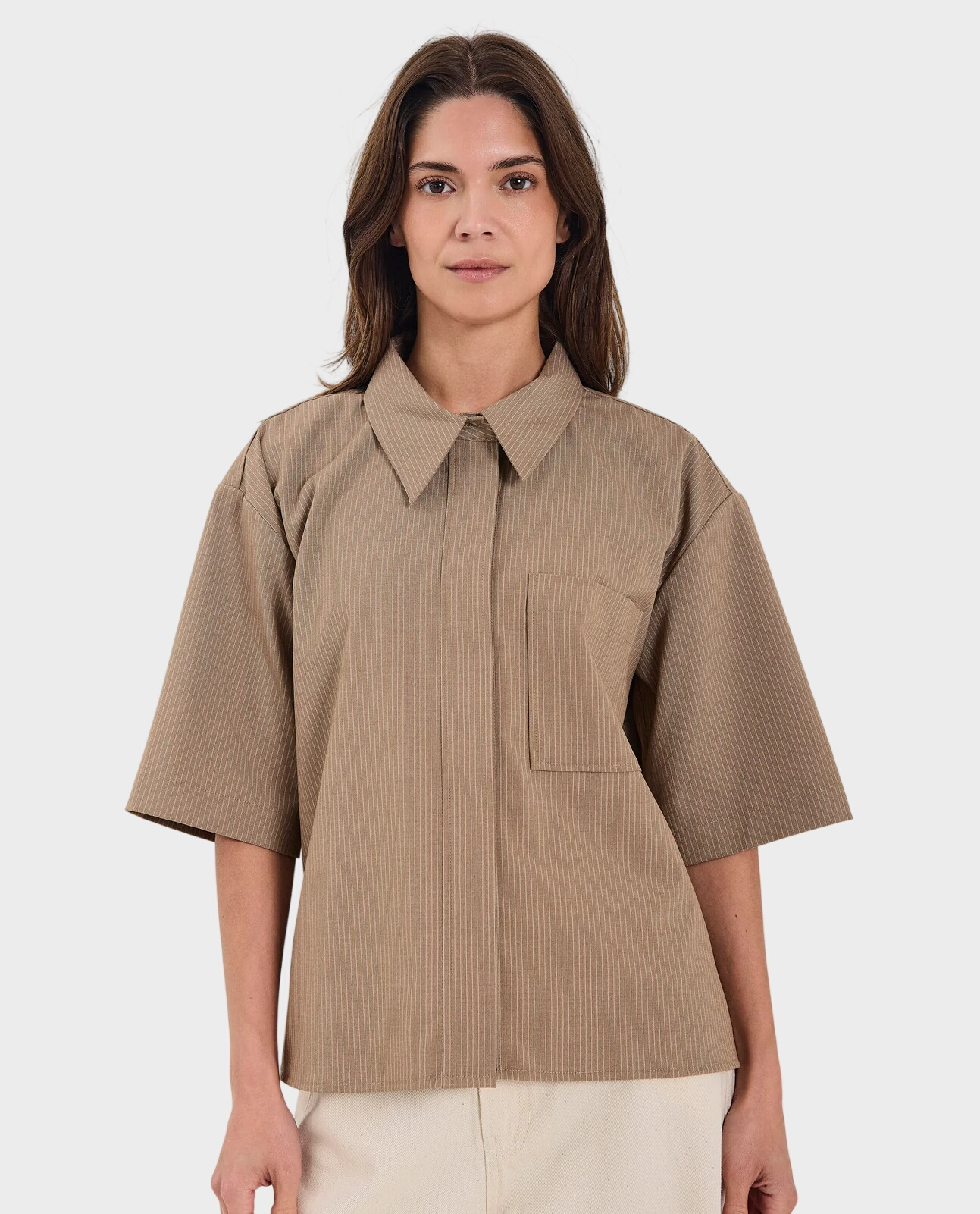 Beżowa koszula z krótkim rękawem Willow - Image #0