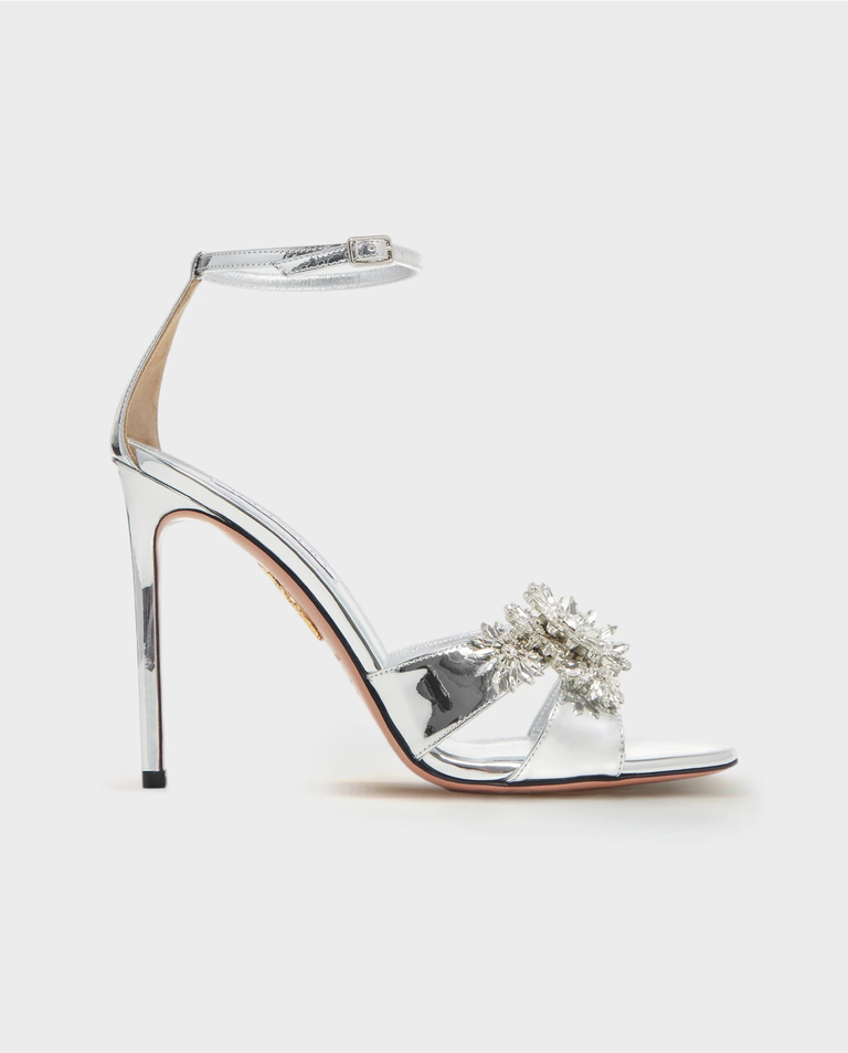 Srebrne sandały na szpilce Crystal Margarita 105