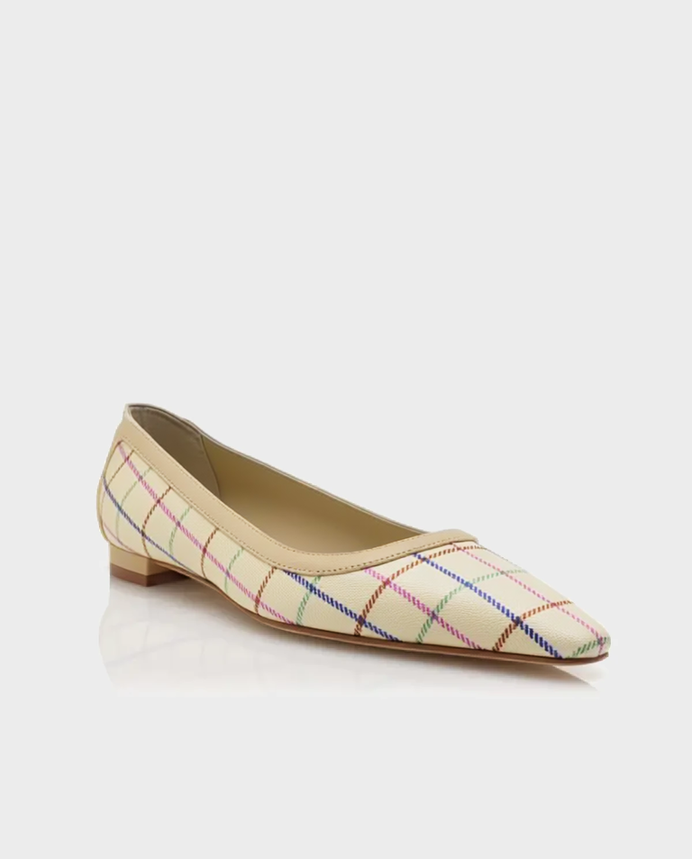 Kremowe baleriny w kratę Filotas 10