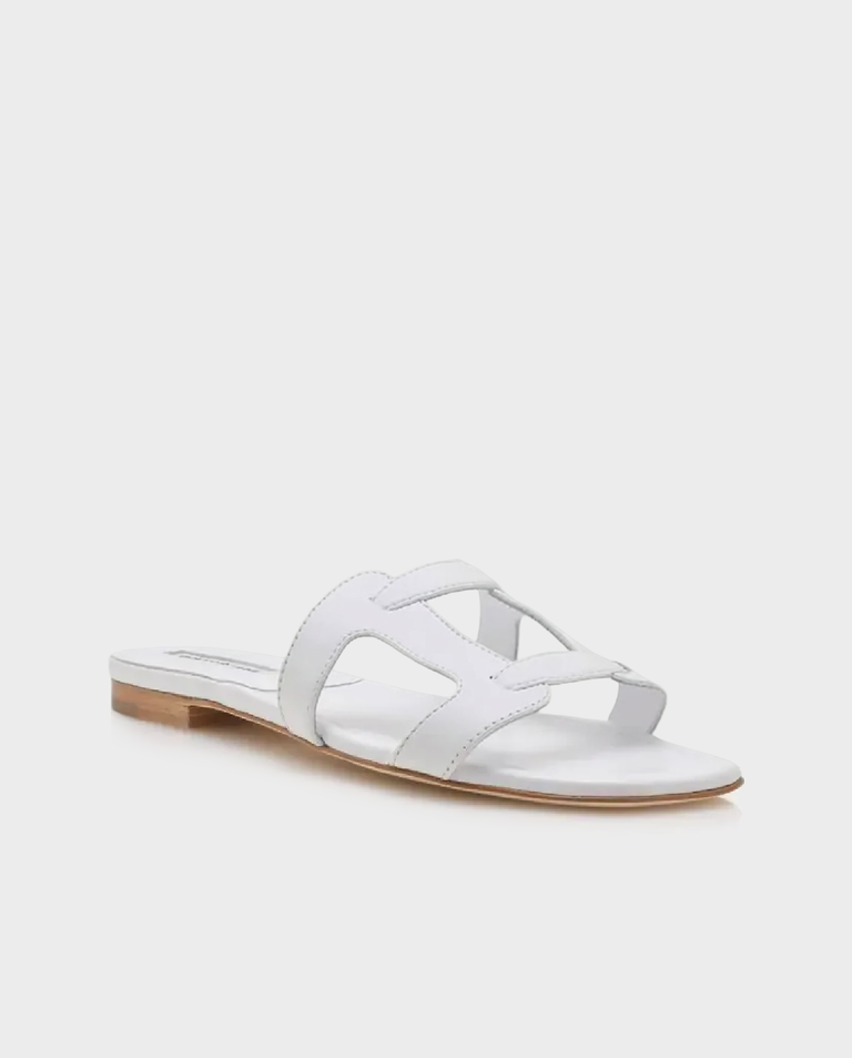 Białe skórzane klapki Grellanuflat