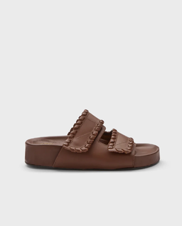 Brązowe skórzane klapki Furlo - Image #0