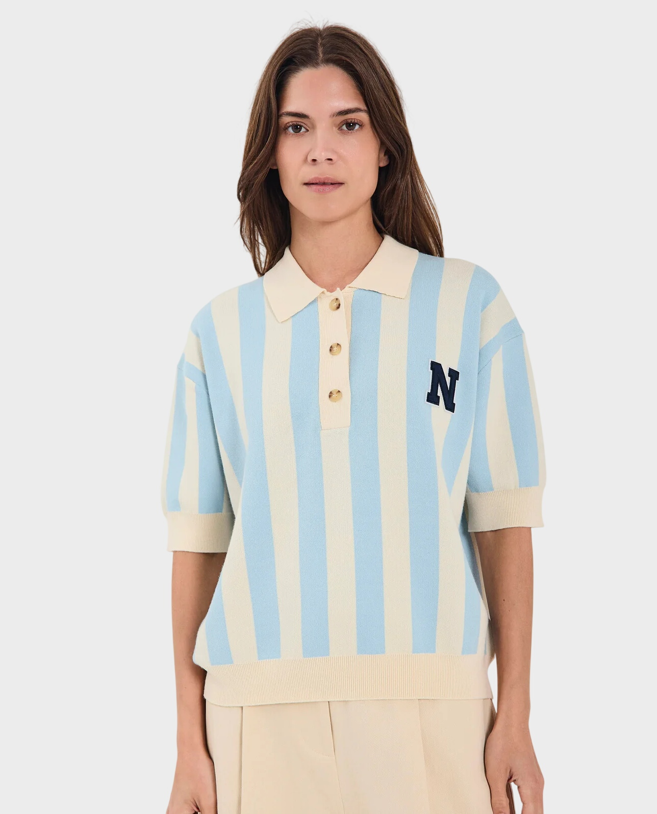 Dzianinowa bluzka polo Varsity - Image #0