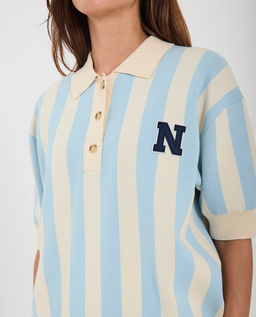 Dzianinowa bluzka polo Varsity - Image #2