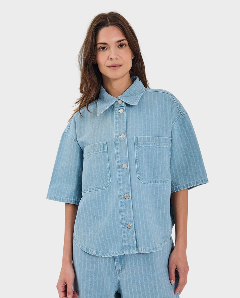 Jeansowa koszula z krótkim rękawem Kenzie