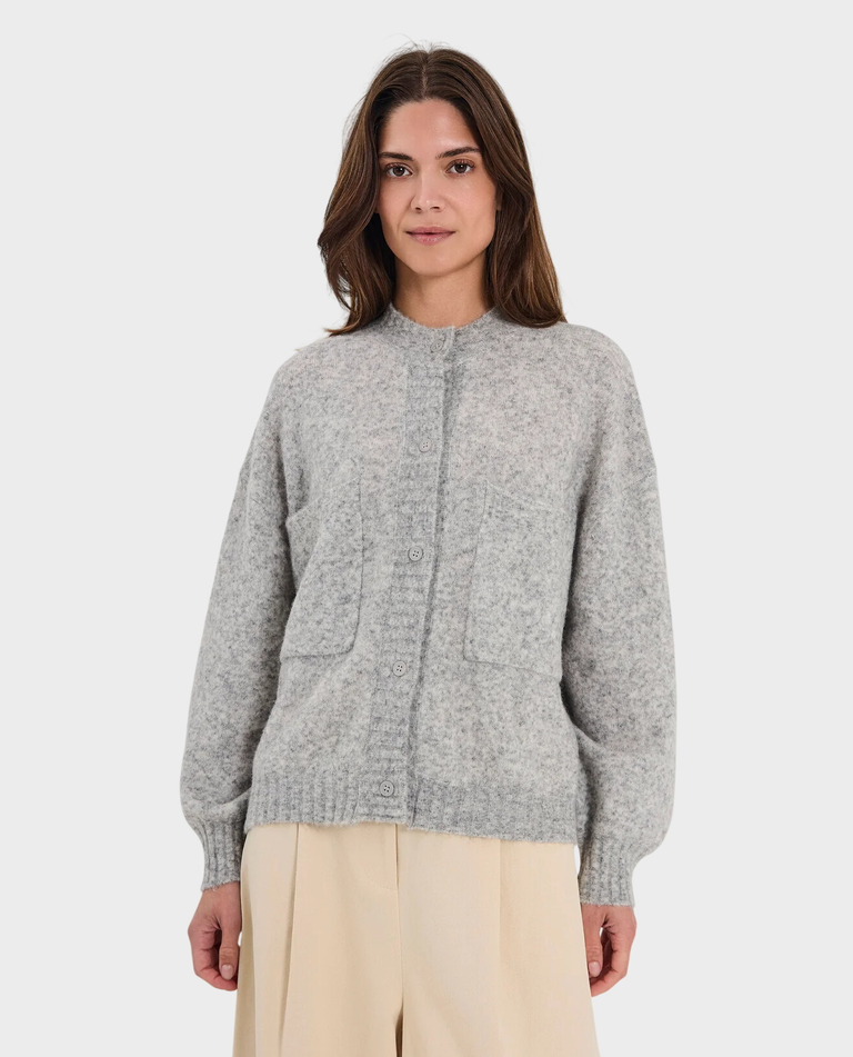 Szary dzianinowy kardigan Halli