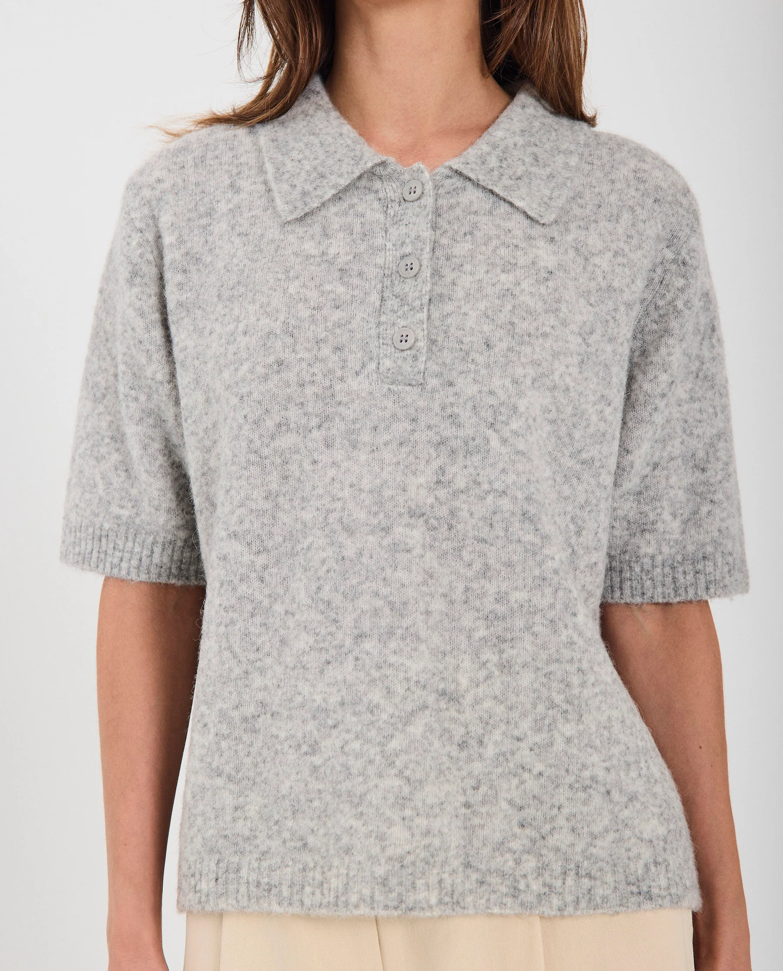 Szara dzianinowa koszulka polo Halli - Image #2