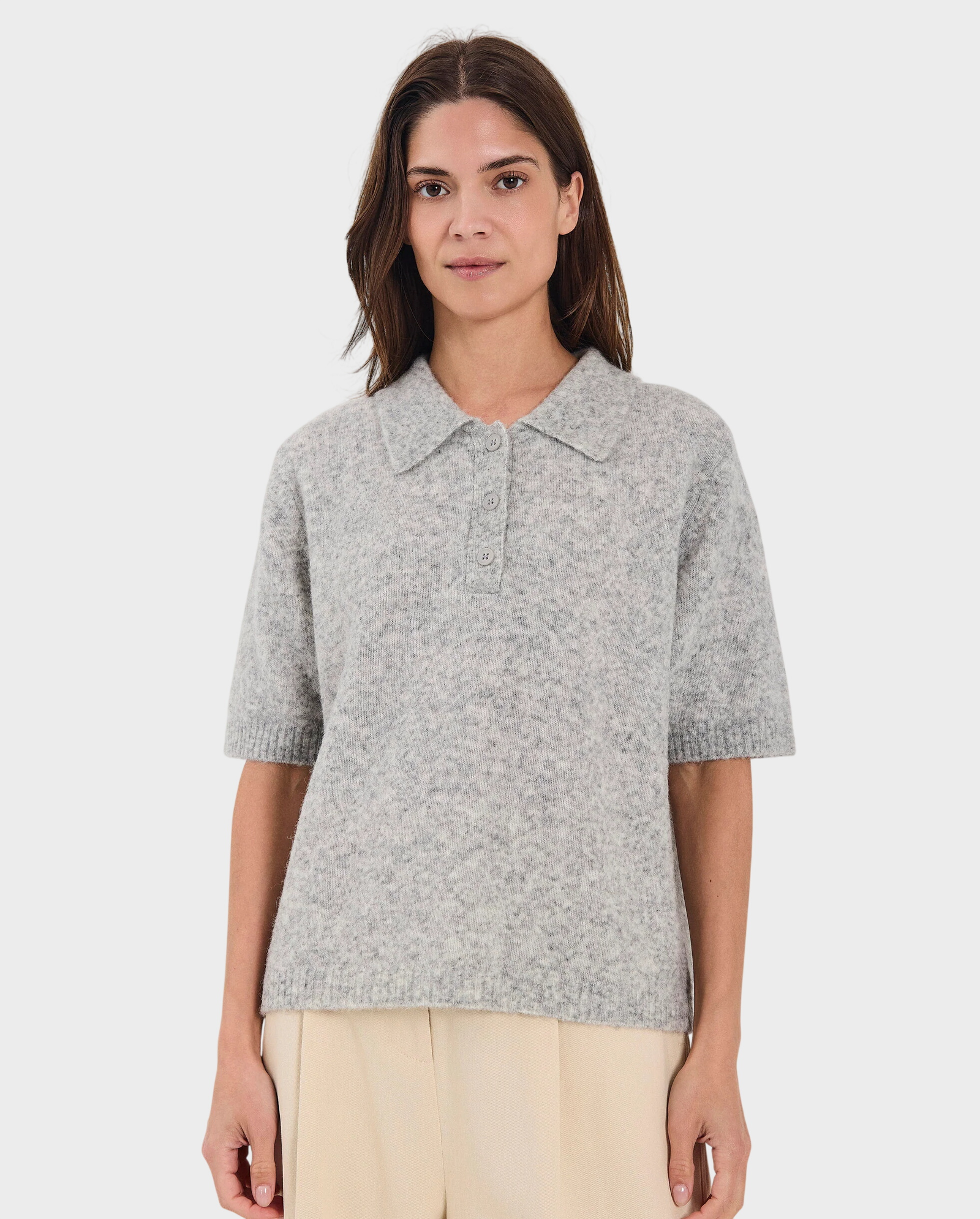 Szara dzianinowa koszulka polo Halli - Image #0