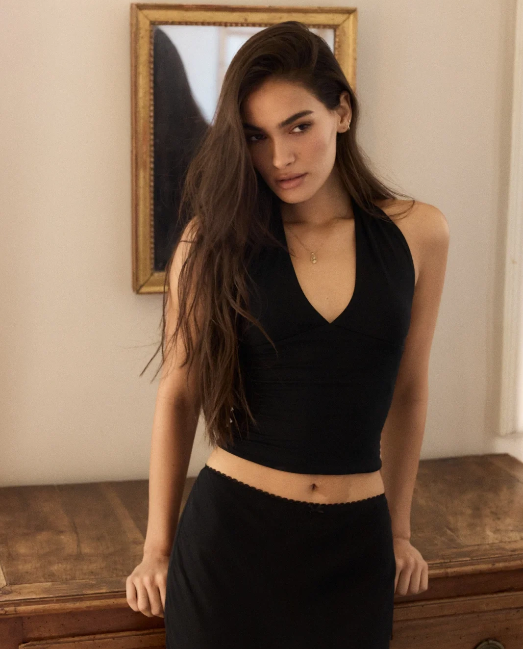 Czarny top z wiązaniem Ginny - Image #3