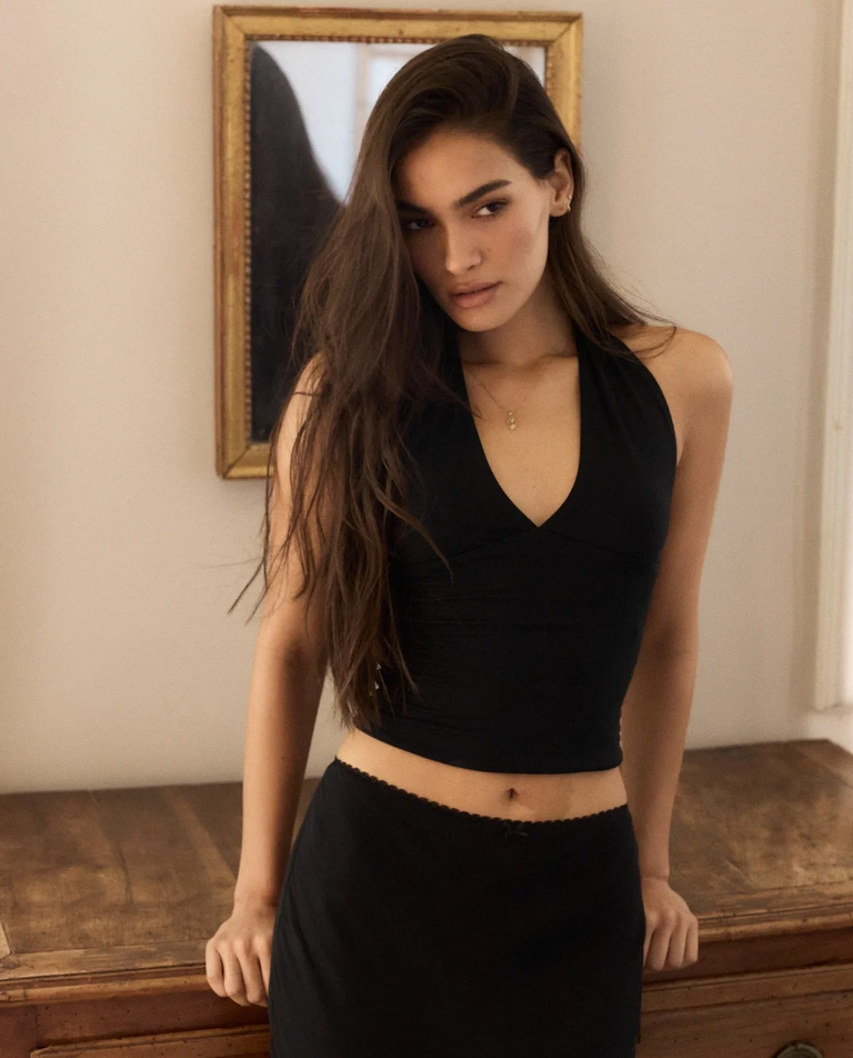 Czarny top z wiązaniem Ginny - Image #3