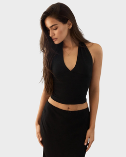 Czarny top z wiązaniem Ginny - Image #0