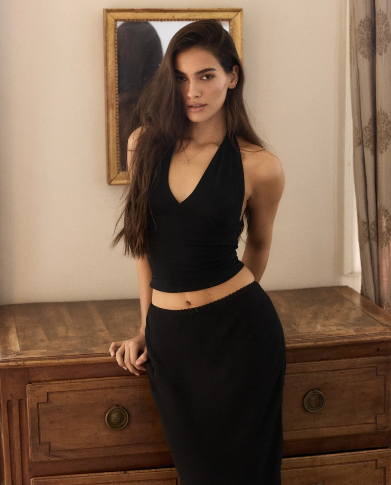 Czarny top z wiązaniem Ginny - Image #4