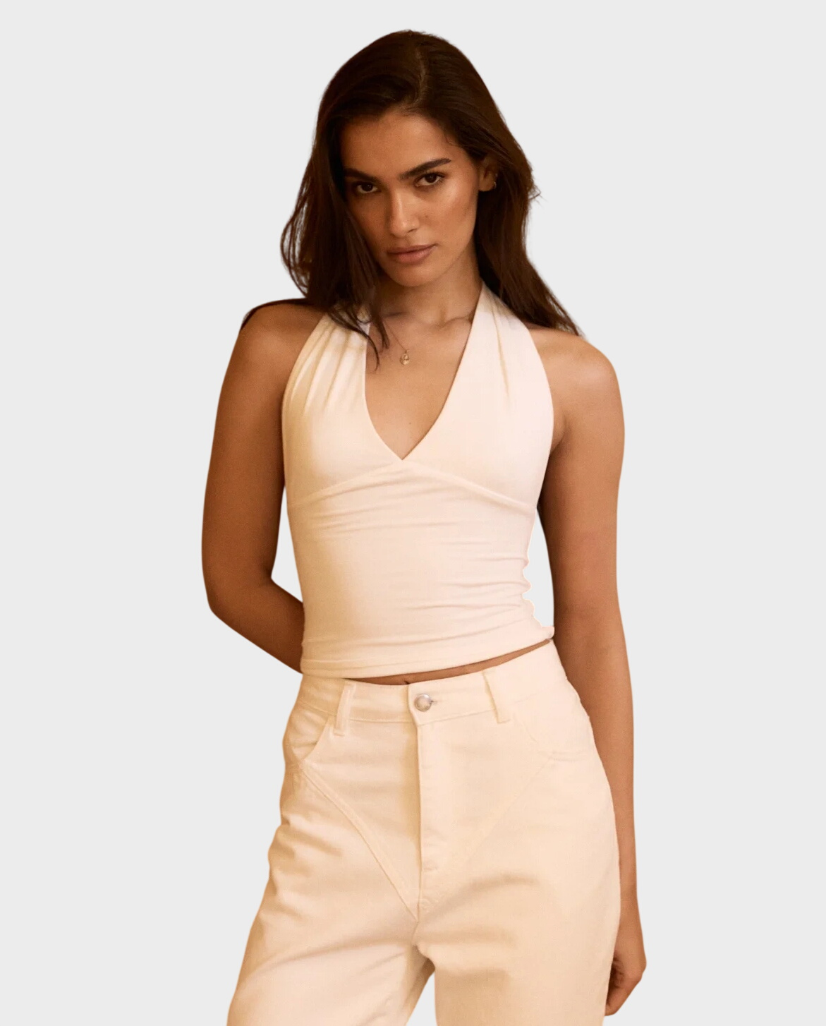 Biały top z wiązaniem Ginny - Image #0