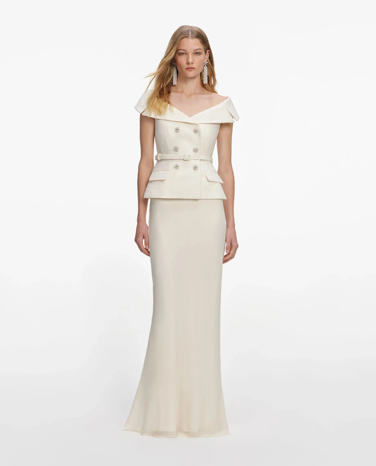 Kremowa sukienka maxi