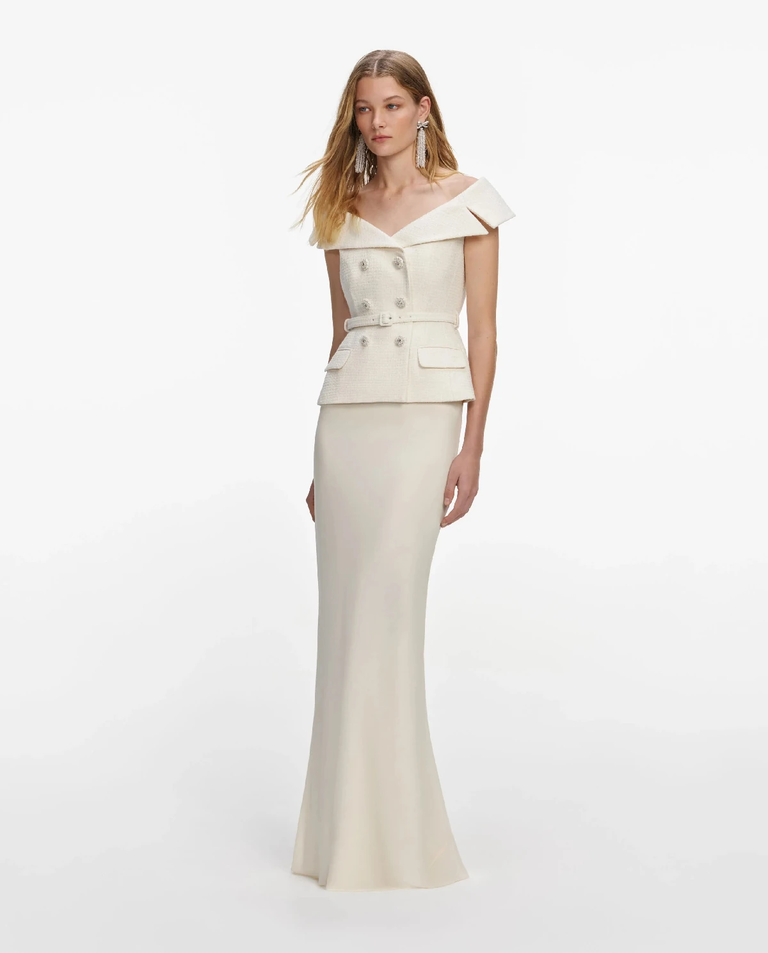 Kremowa sukienka maxi