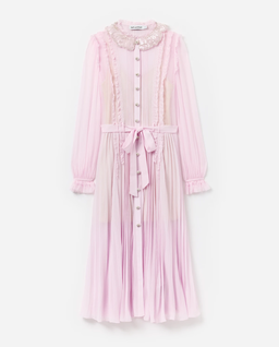 Jasnoróżowa plisowana sukienka midi - Image #1