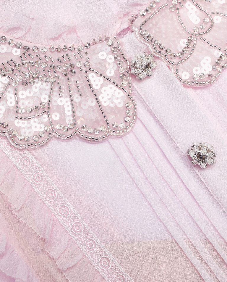 Jasnoróżowa plisowana sukienka midi - Image #5