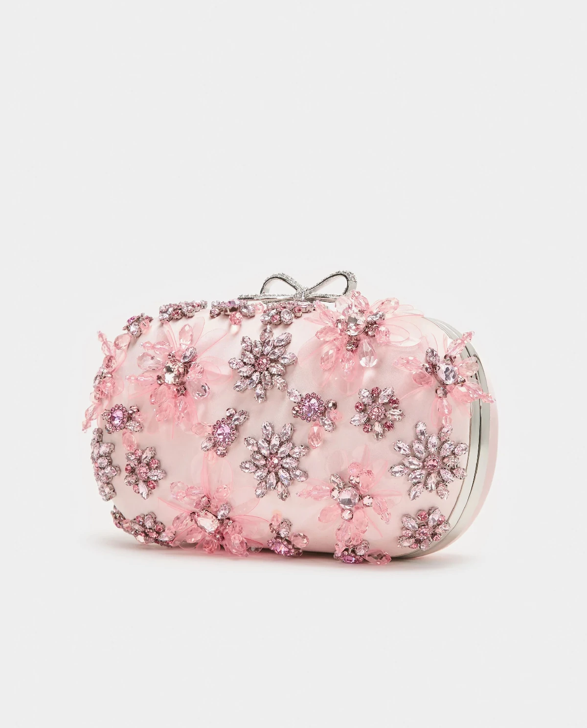 Jasnoróżowa kopertówka z kryształową aplikacją - Image #1