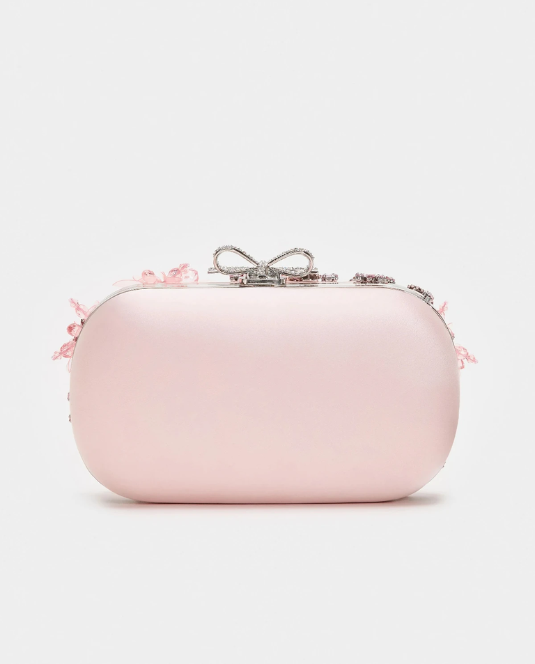 Jasnoróżowa kopertówka z kryształową aplikacją - Image #2